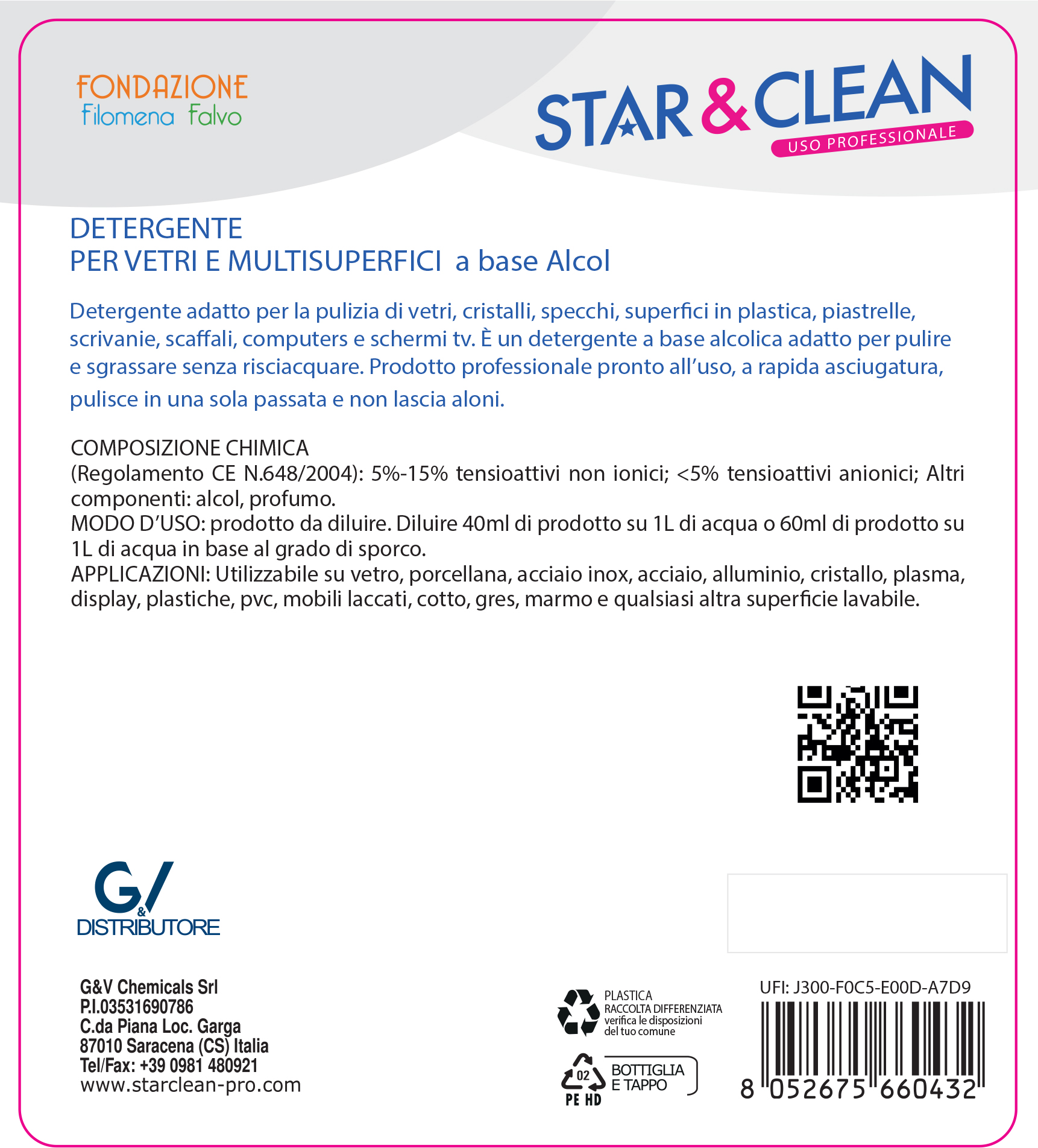 Detersivi concentrati - star clean 301/c - detergente per vetri emultisuperfici